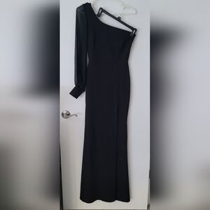 Windsor Maxi Dress Formal Evening Leg Slit Black Women’s Size S One Shoulder